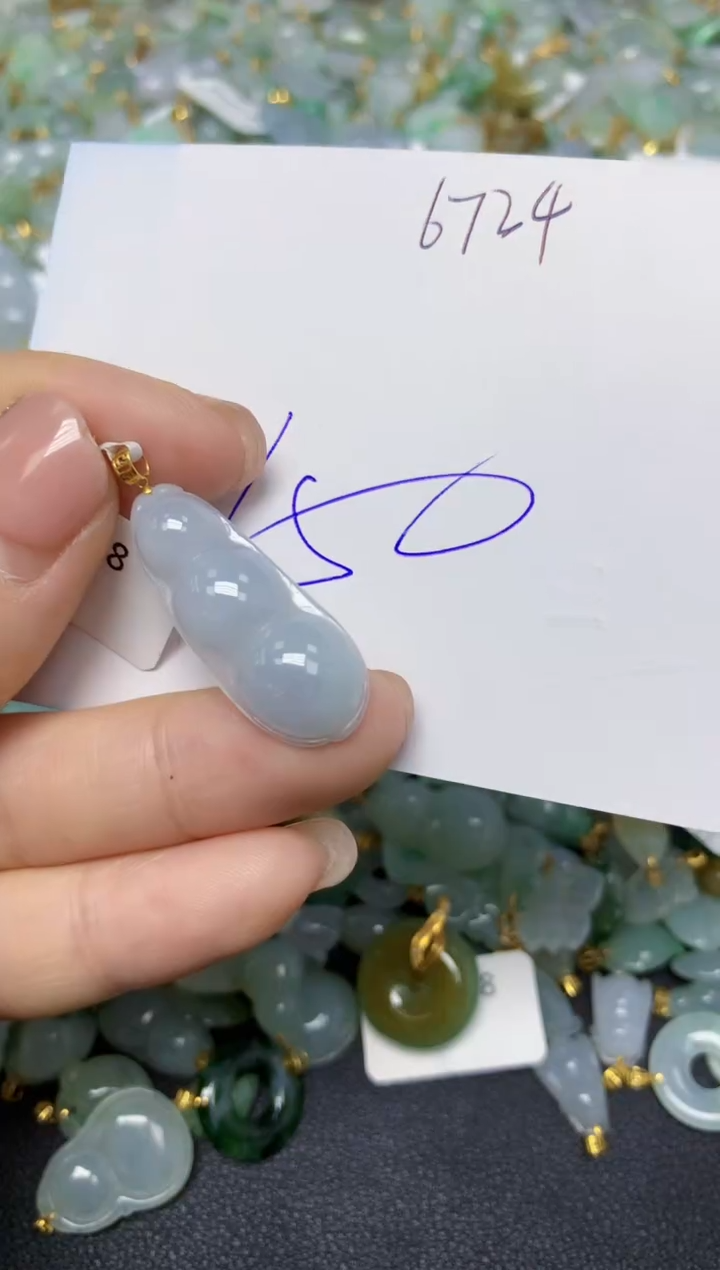 【闪购商品】翡翠挂件18K金镶嵌 天然翡翠A货