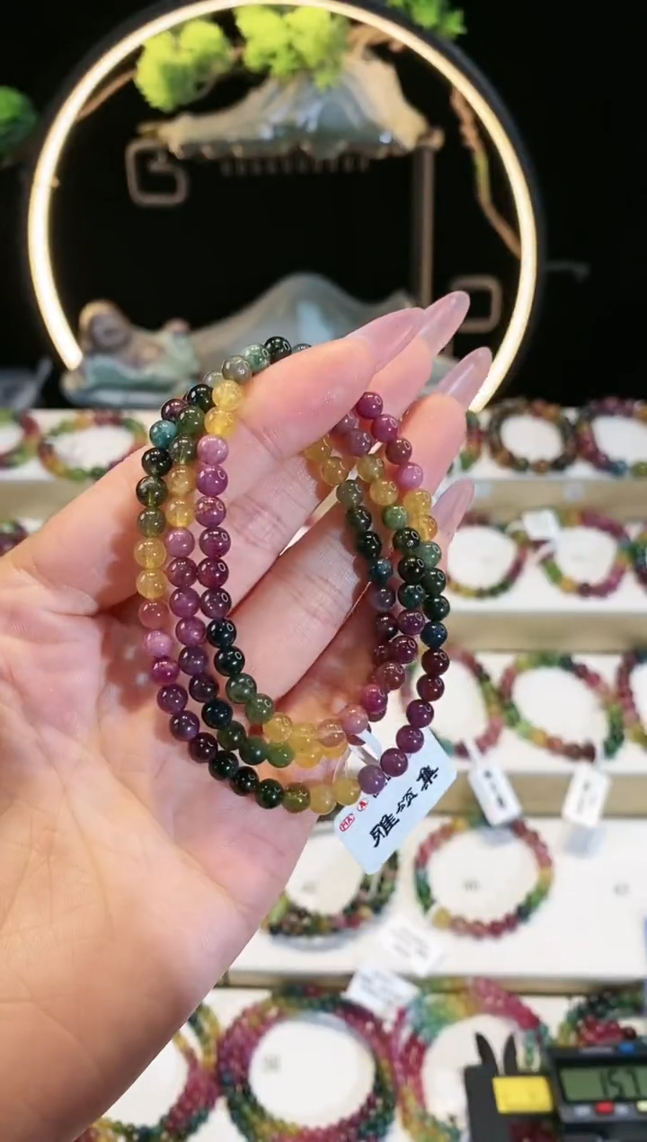 【闪购商品】碧玺手链未镶嵌G2622三圈颜色微差