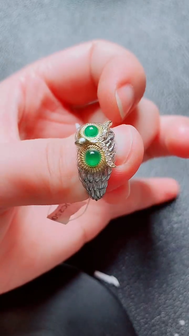 银S925镶嵌戒指翡翠翡翠