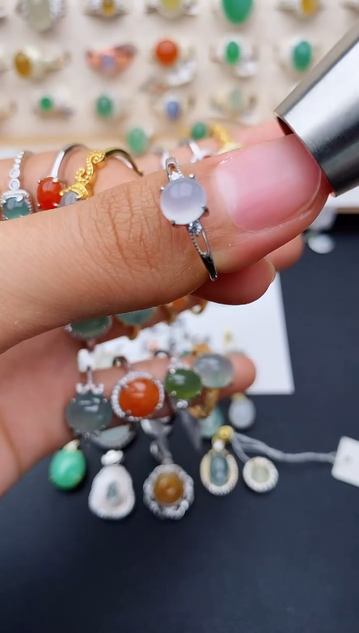 【闪购商品】翡翠戒指银S925镶嵌缅甸翡翠