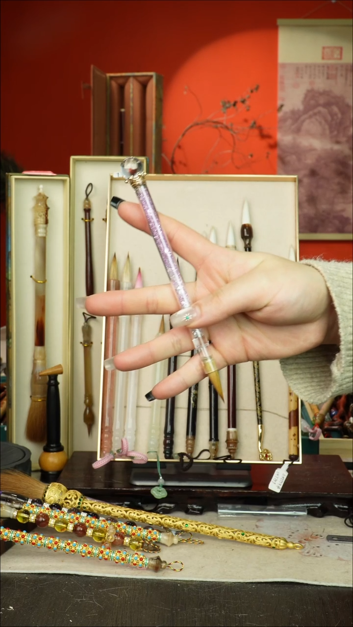 535号闪孤品高货毛笔链接 清水试笔 蘸墨不退