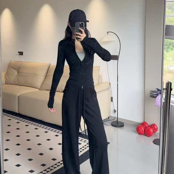 【里里专属】雅赛尔面膜裤早秋慵懒风低腰显瘦直筒抽绳垂垂阔腿长裤
