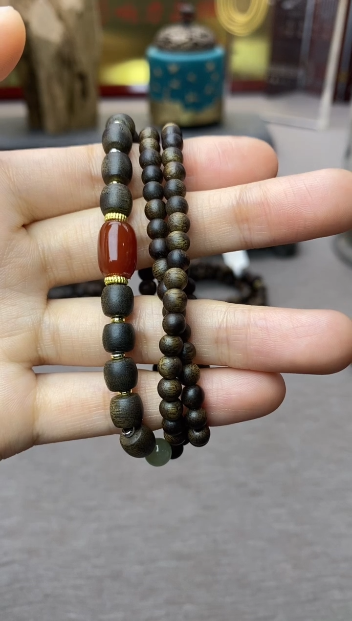 【闪购商品】沉香手串白棋04+紫棋06三圈设计