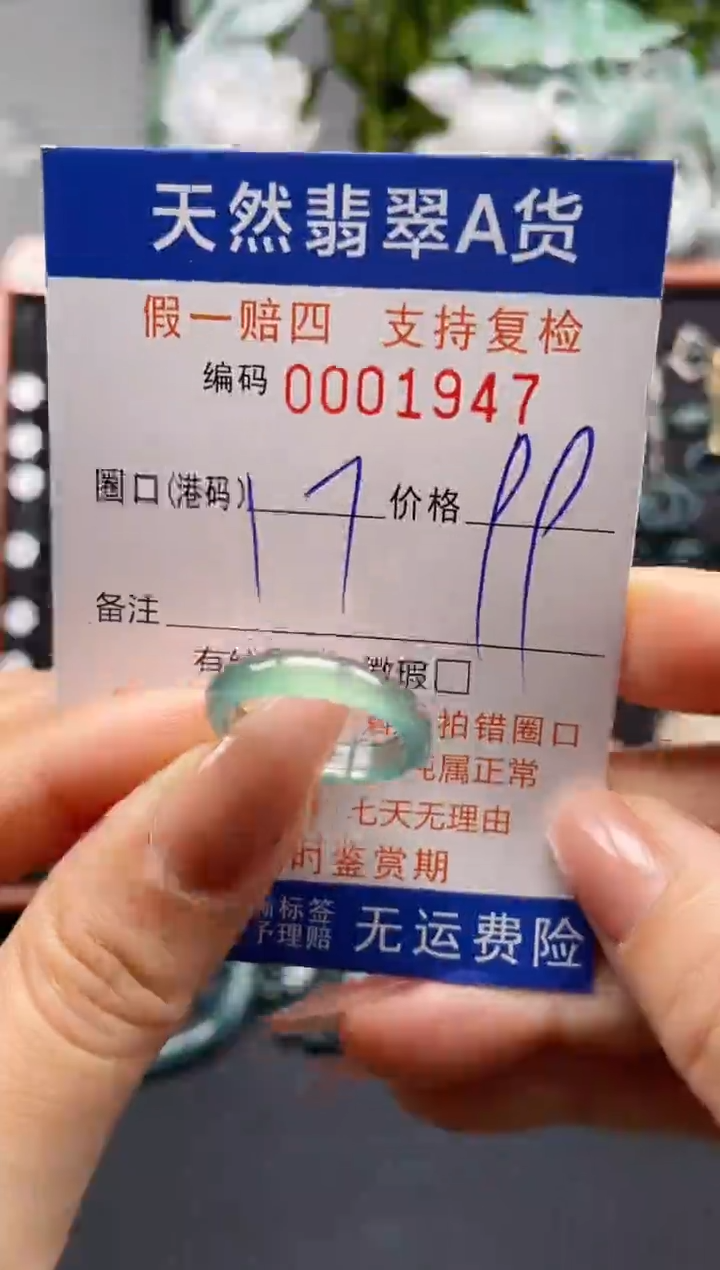 未镶嵌戒指翡翠17*1947