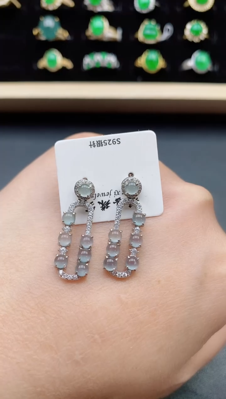 【闪购商品】翡翠耳饰银S925镶嵌321321