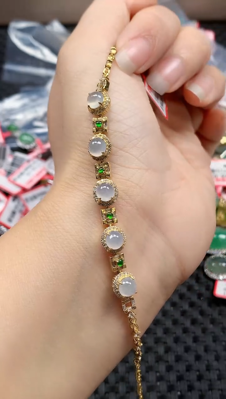 银S925镶嵌戒指翡翠天然A货缅甸翡翠