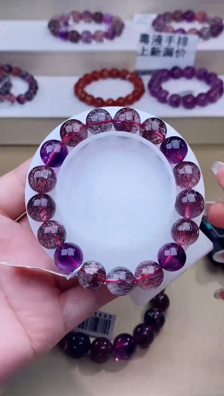 未镶嵌手链水晶黑加仑超七12m+