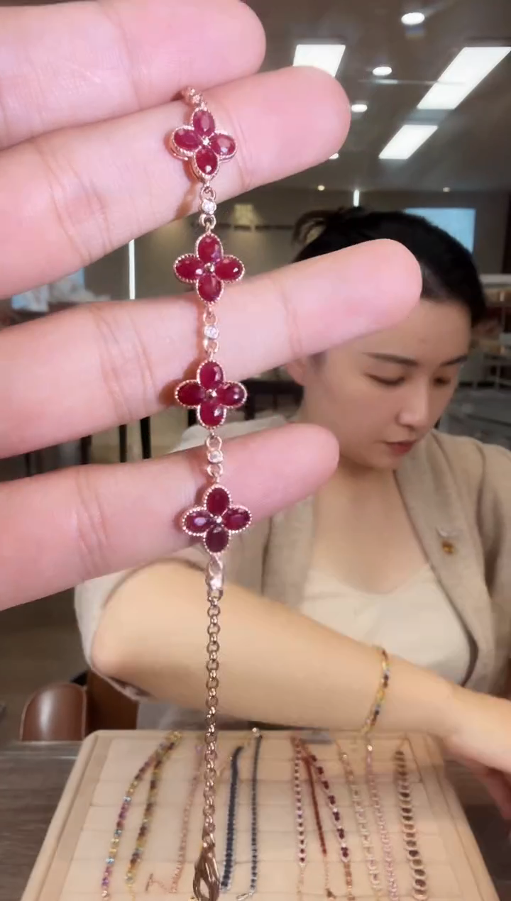 银S925镶嵌手链红宝石09
