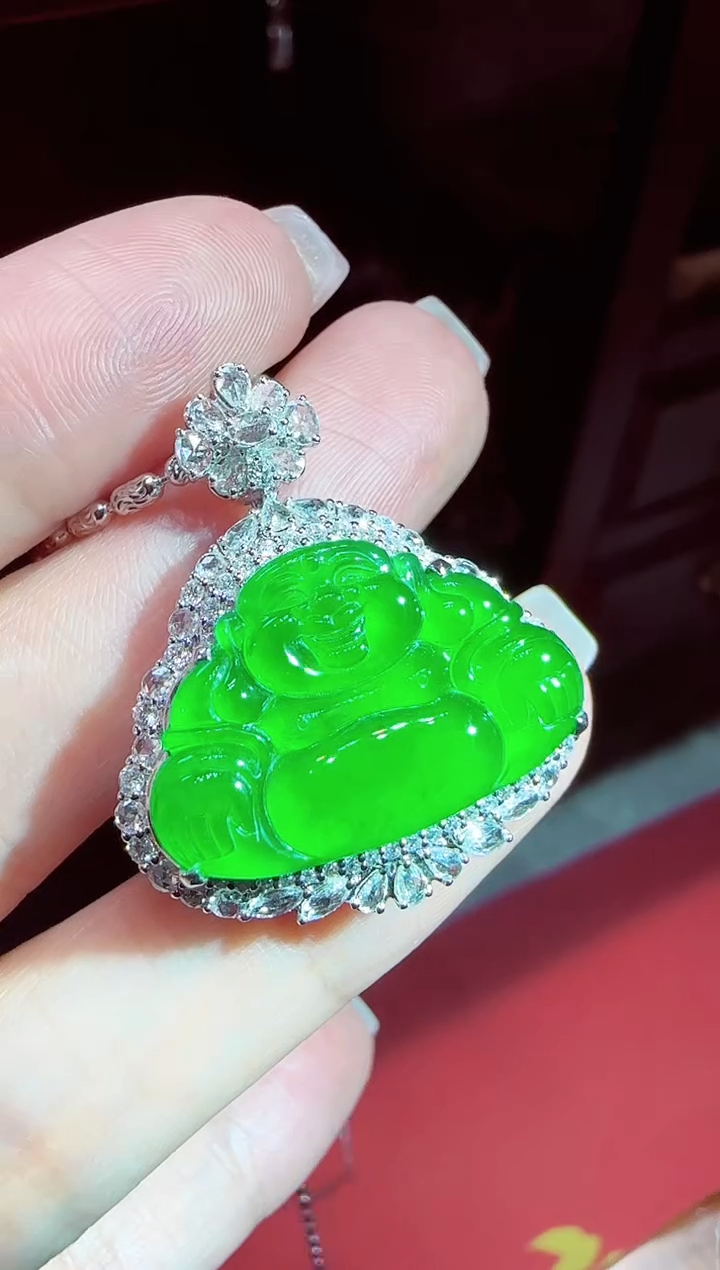 【闪购商品】翡翠吊坠(不含链)18K金镶嵌佛公