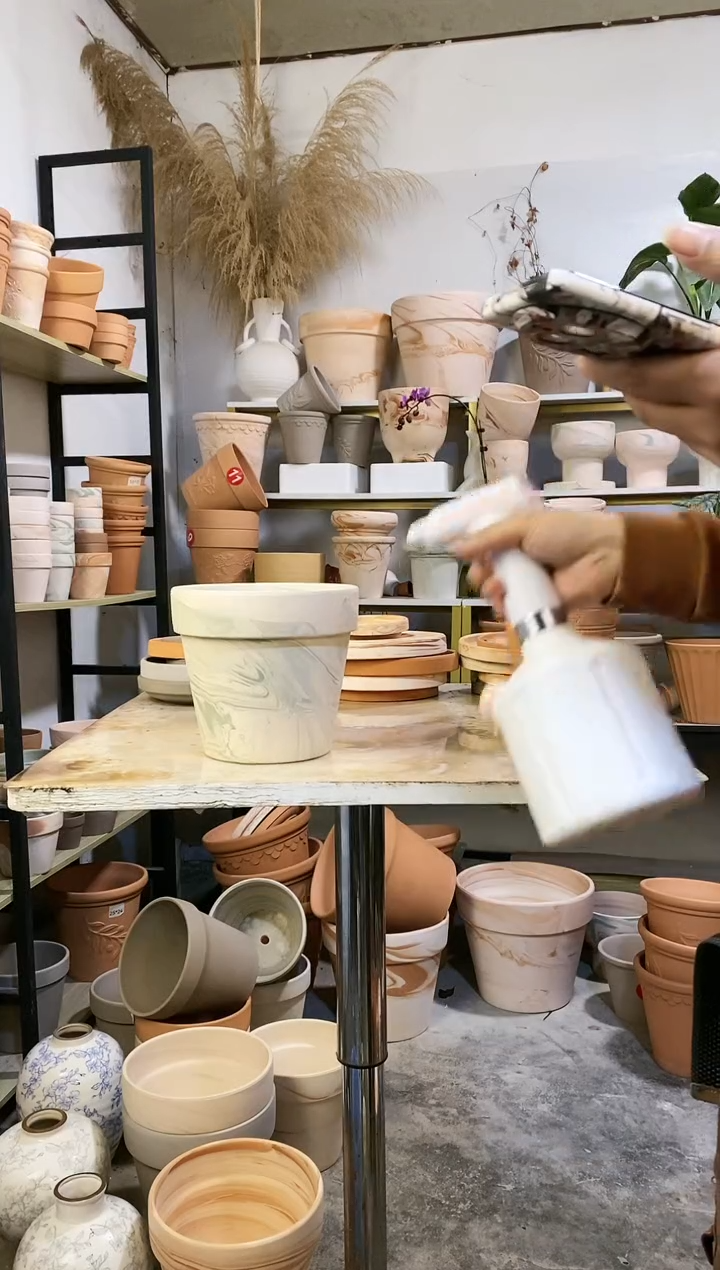 18*16绿白陶 2盆无托