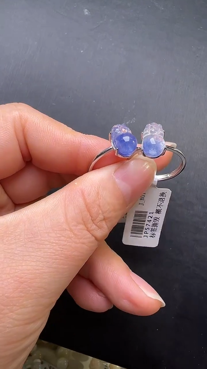 未镶嵌戒指水晶多样性发一蓝线石貔貅戒指 JP57421