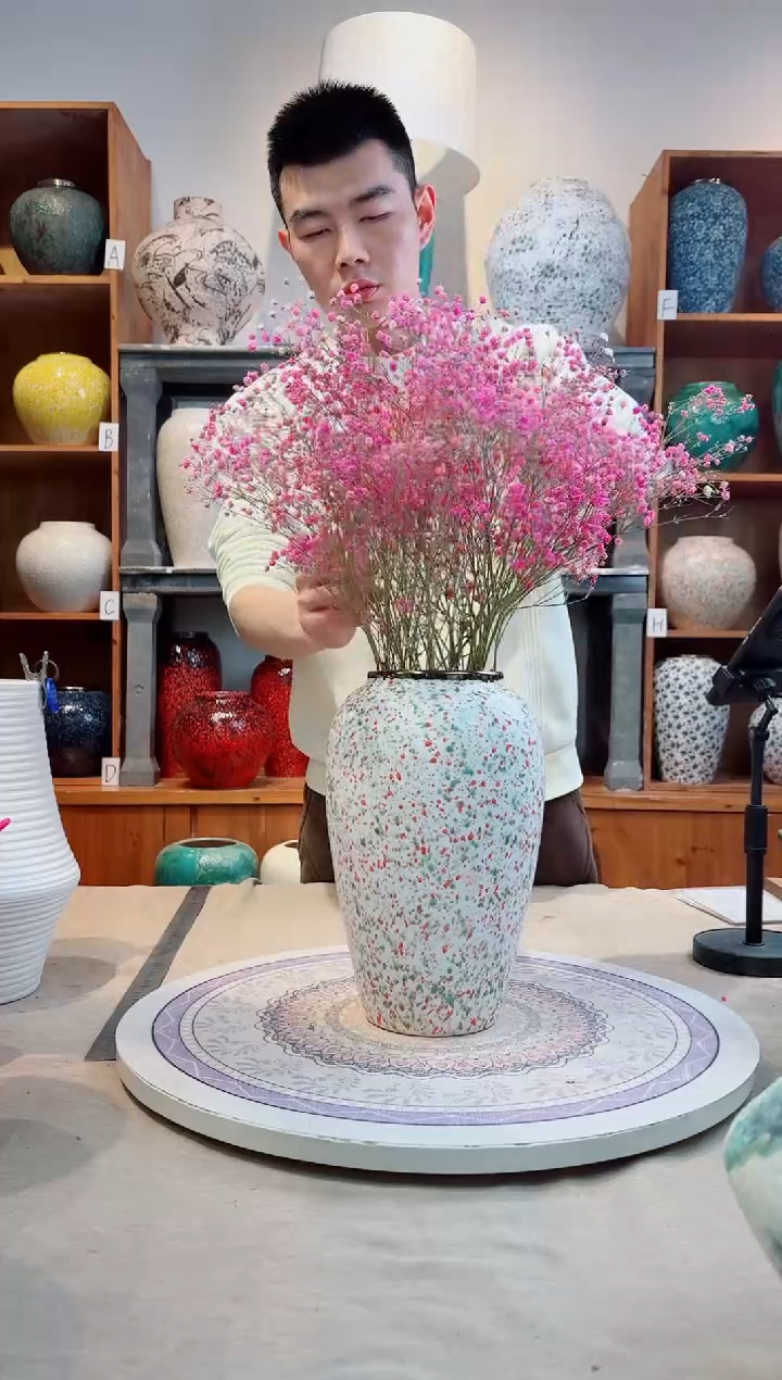 瓶樱花粉 中号 陶瓷花瓶 无花 精品