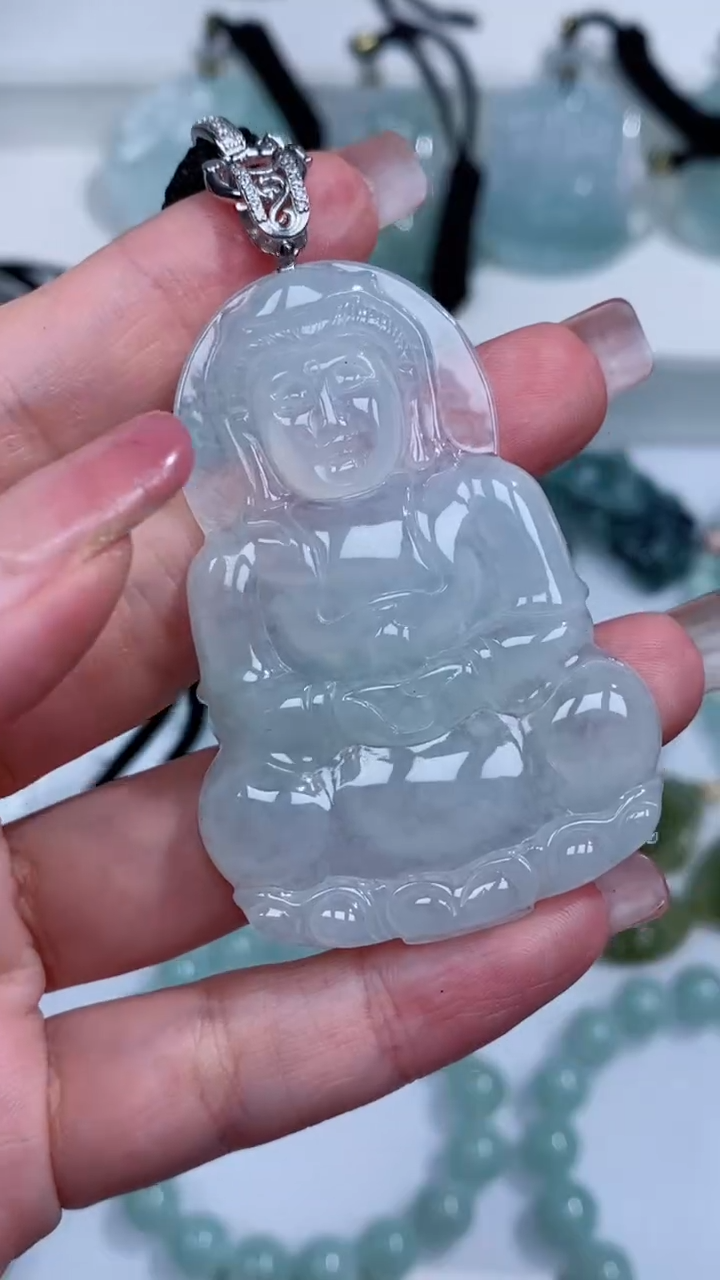 翡翠银S925镶嵌颈饰吊坠