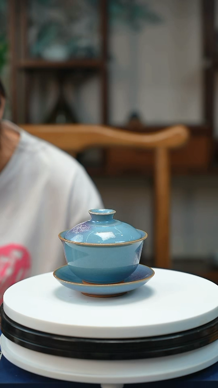 碗钧瓷窑变三才盖碗