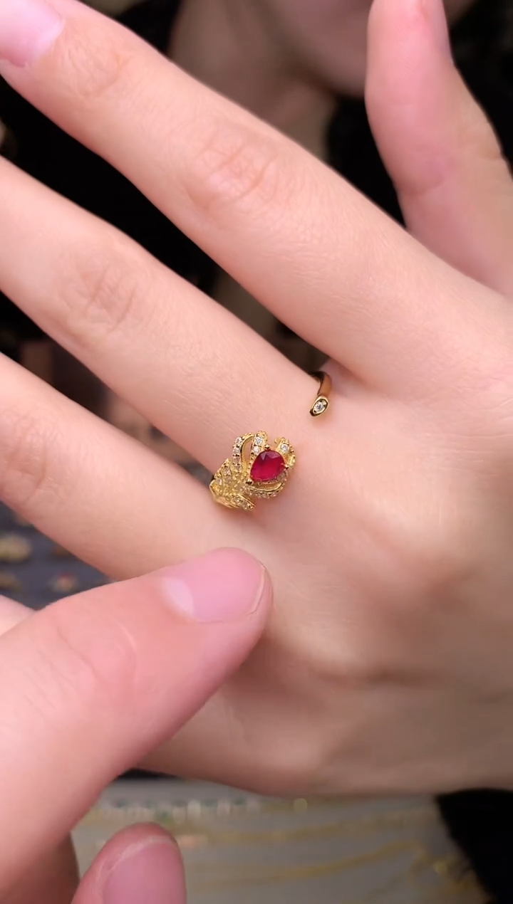 【闪购商品】红宝石戒指银S925镶嵌戒指