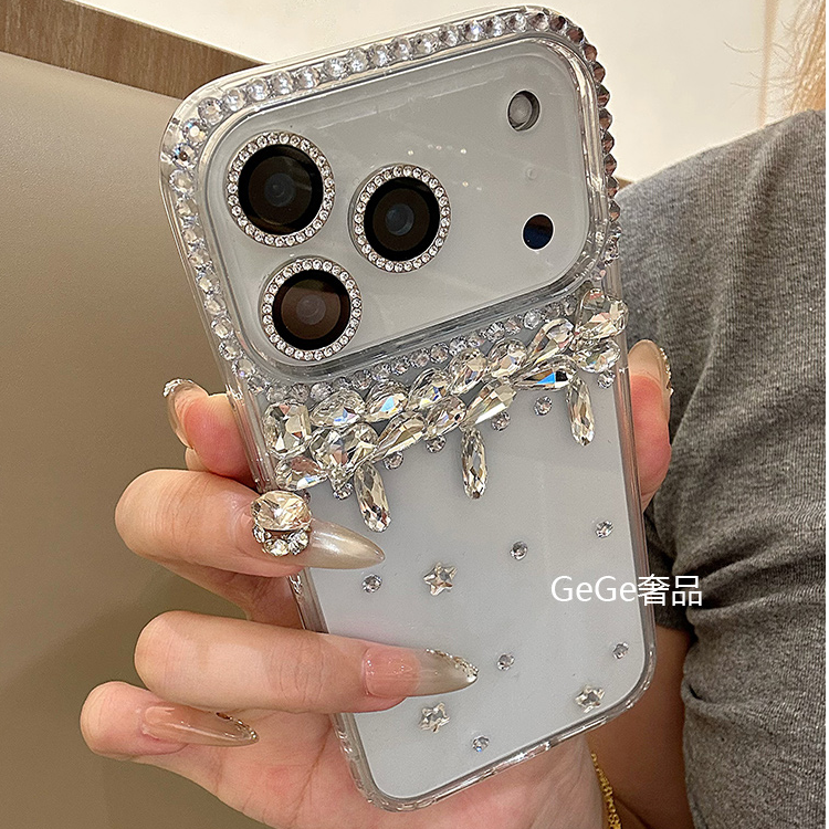 轻奢手工闪钻适用苹果17pro max手机壳iphone16/15/14/13女12透明