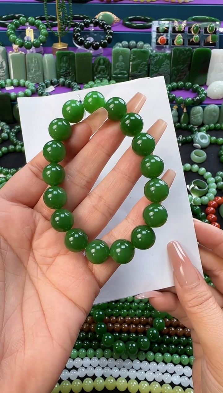 未镶嵌手串和田玉卡12单圈手串