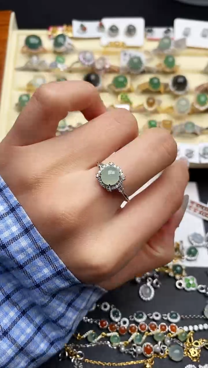 【闪购商品】翡翠戒指银S925镶嵌333333333+7