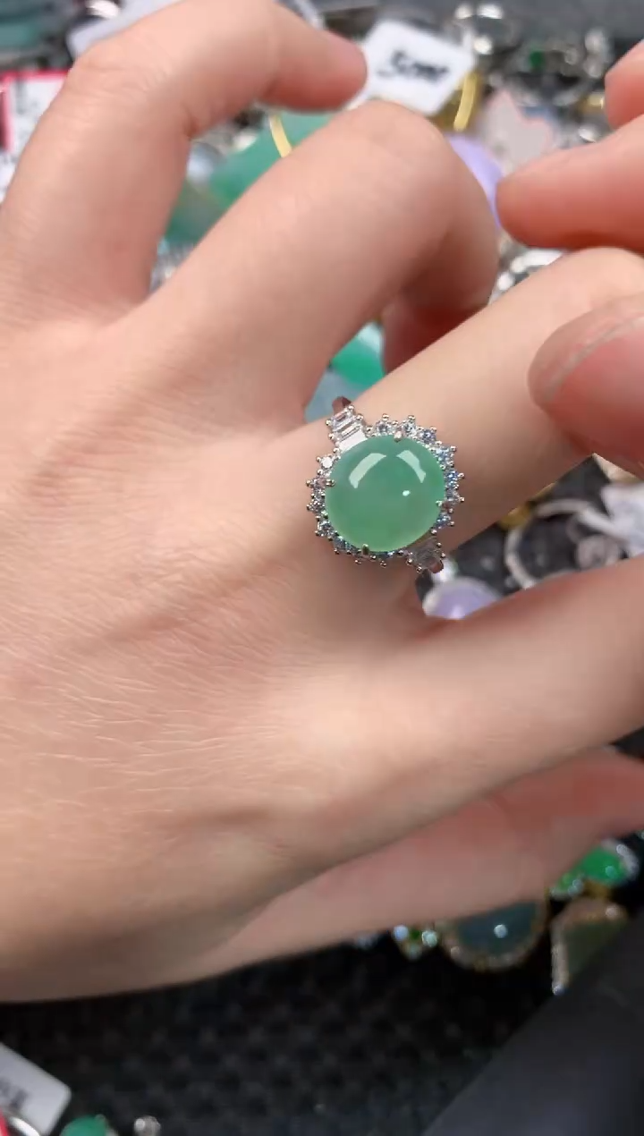 银S925镶嵌戒指翡翠12-12-12    5