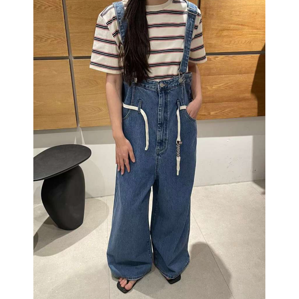 新款100棉港风设计潮牌牛仔背带裤250001