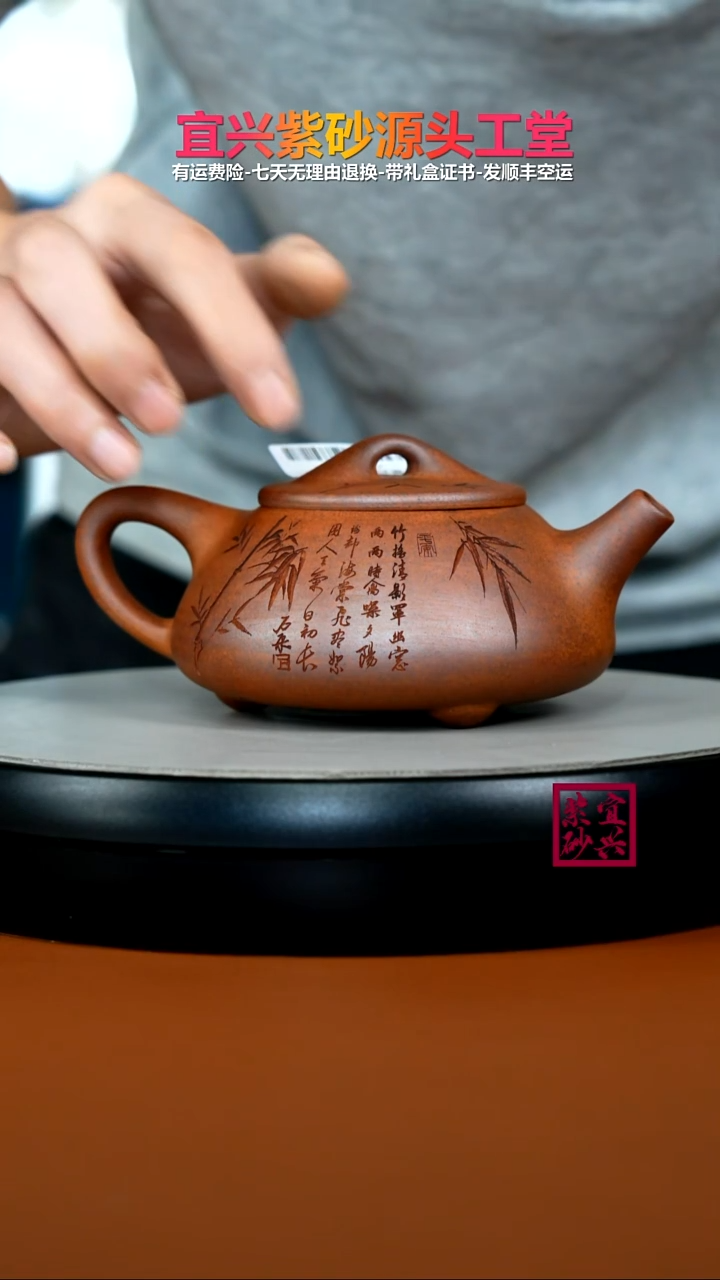 茶壶紫砂蒋静明天星泥松竹景舟石瓢300CC