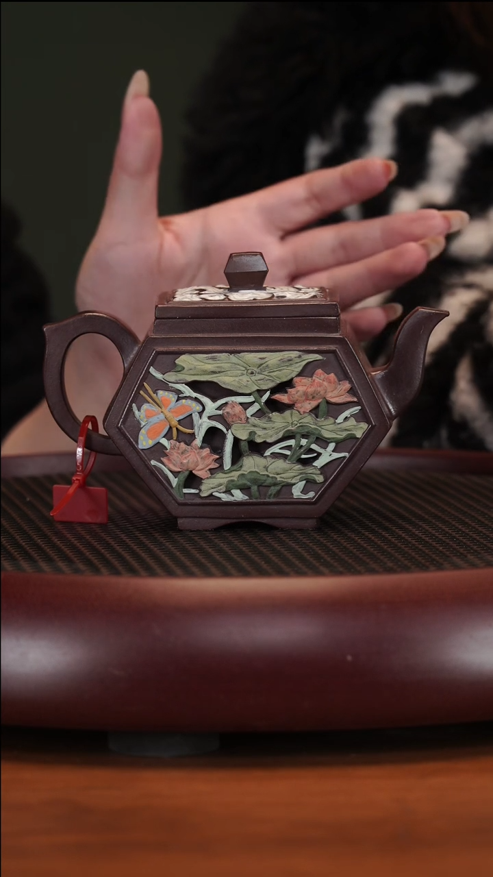 【闪购商品】紫砂茶壶2-41XXW锡六方汉棠紫泥200cc