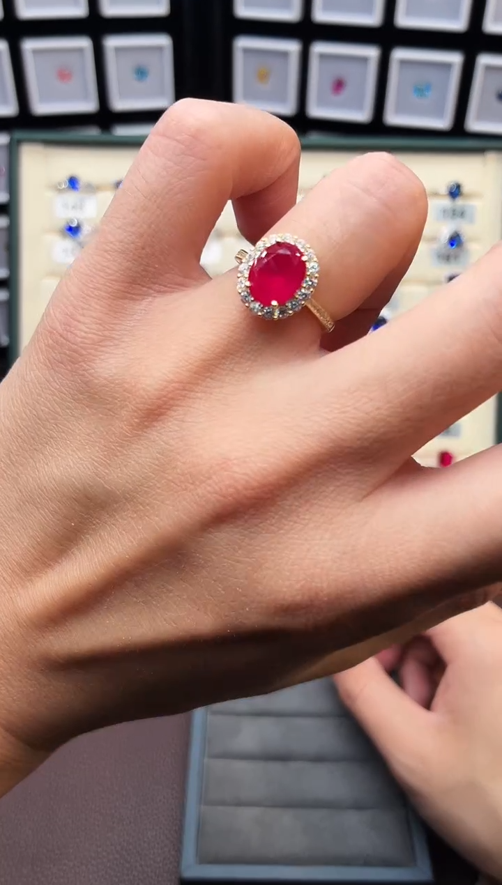 银S925镶嵌戒指红宝石111