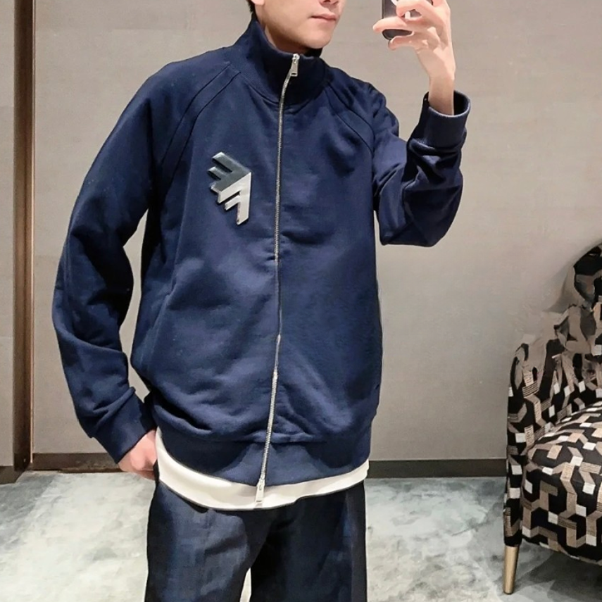 未使用 FENDI/芬迪 男士徽标立领夹克外套 深蓝色156199