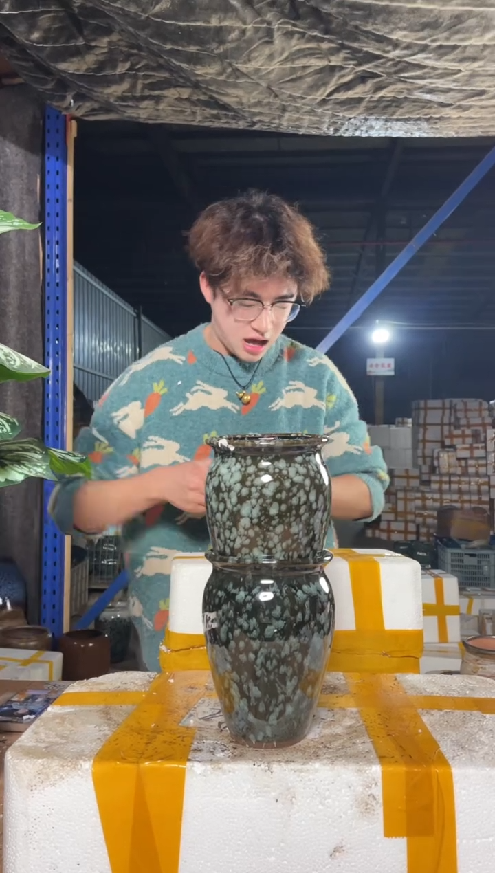 紫砂花盆宜兴紫砂粗陶花盆口12高16 