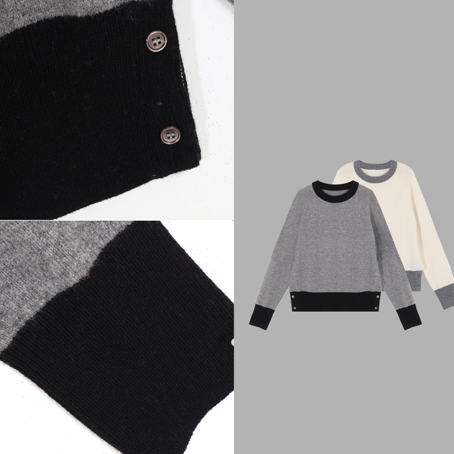 凯特丝蓓3576#【桃碧】拼色条纹圆领毛衣上衣