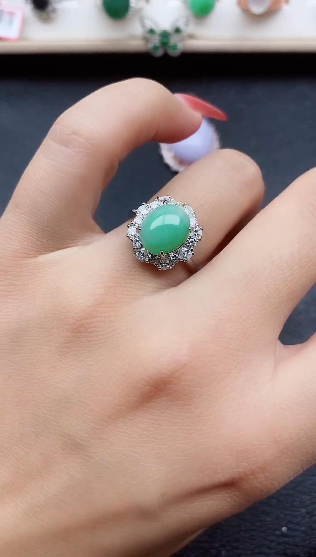 【闪购商品】翡翠戒指银S925镶嵌1111