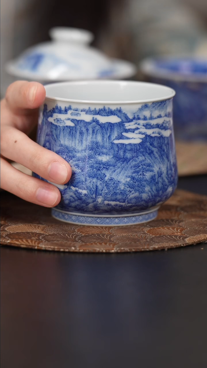 【闪购商品】杯九本造物青花山水宰相杯君子协定