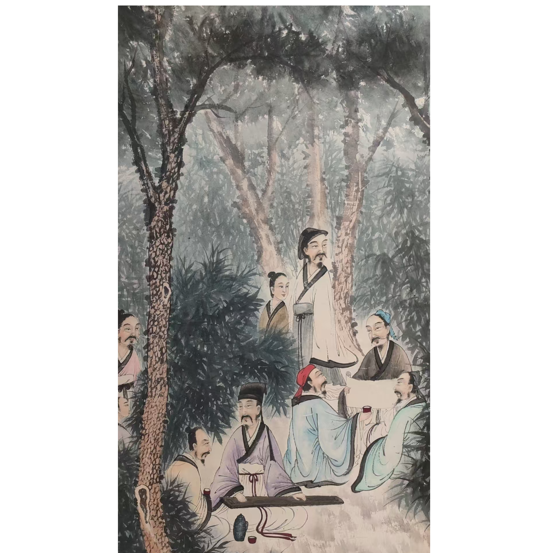 傅人物立轴带书籍138/68