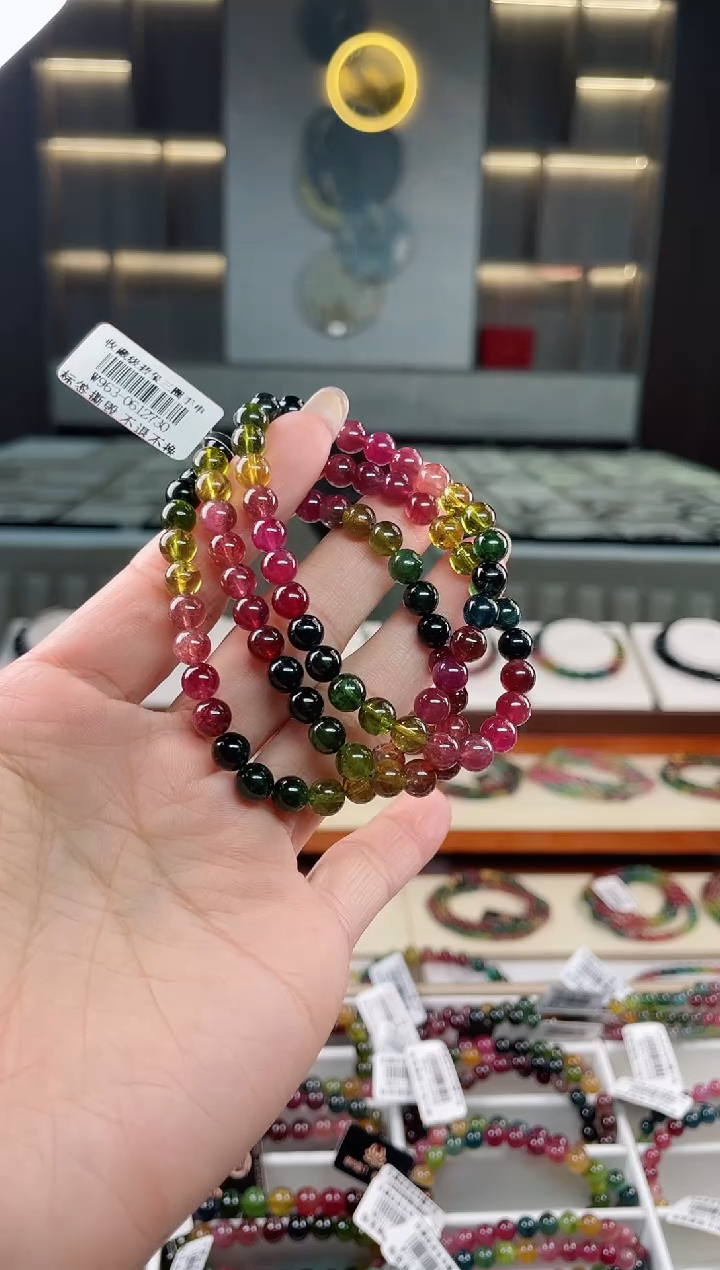 未镶嵌老矿碧玺三圈手串6mm+碧玺（多样性发一条）T