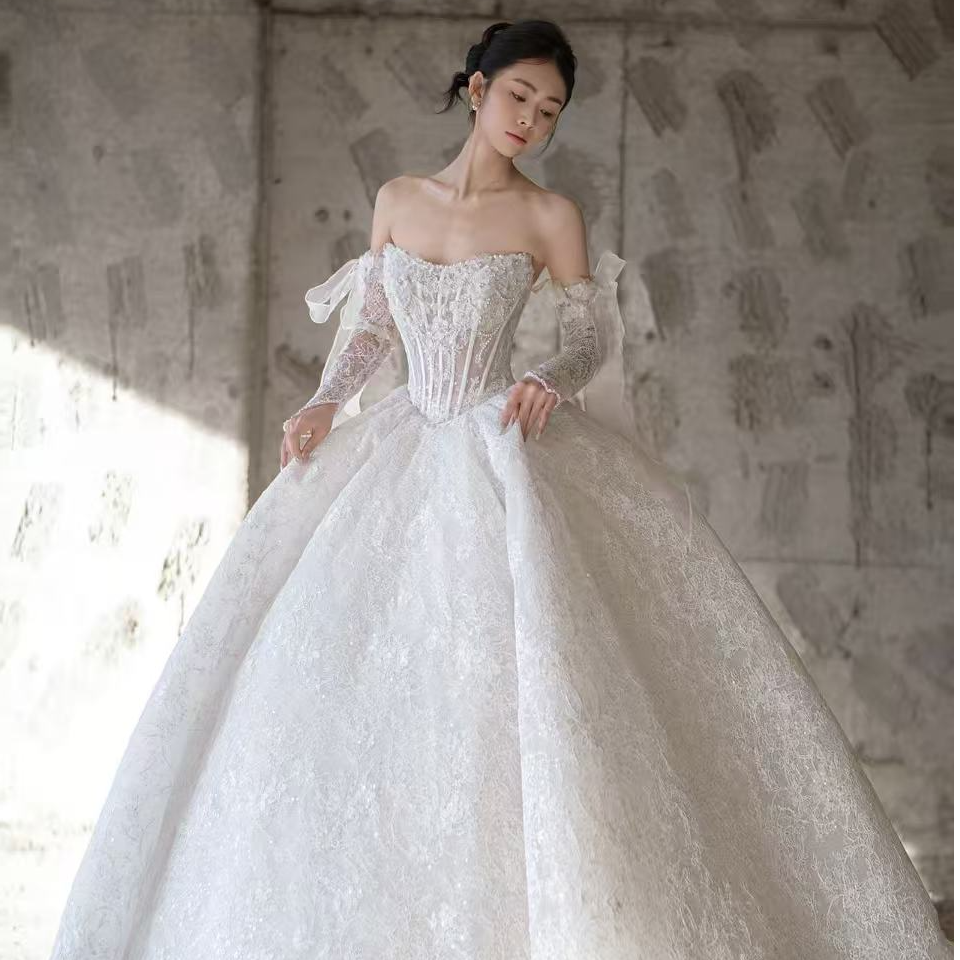 紫薇婚纱礼服修身复古婚纱No退No换默认瑕疵