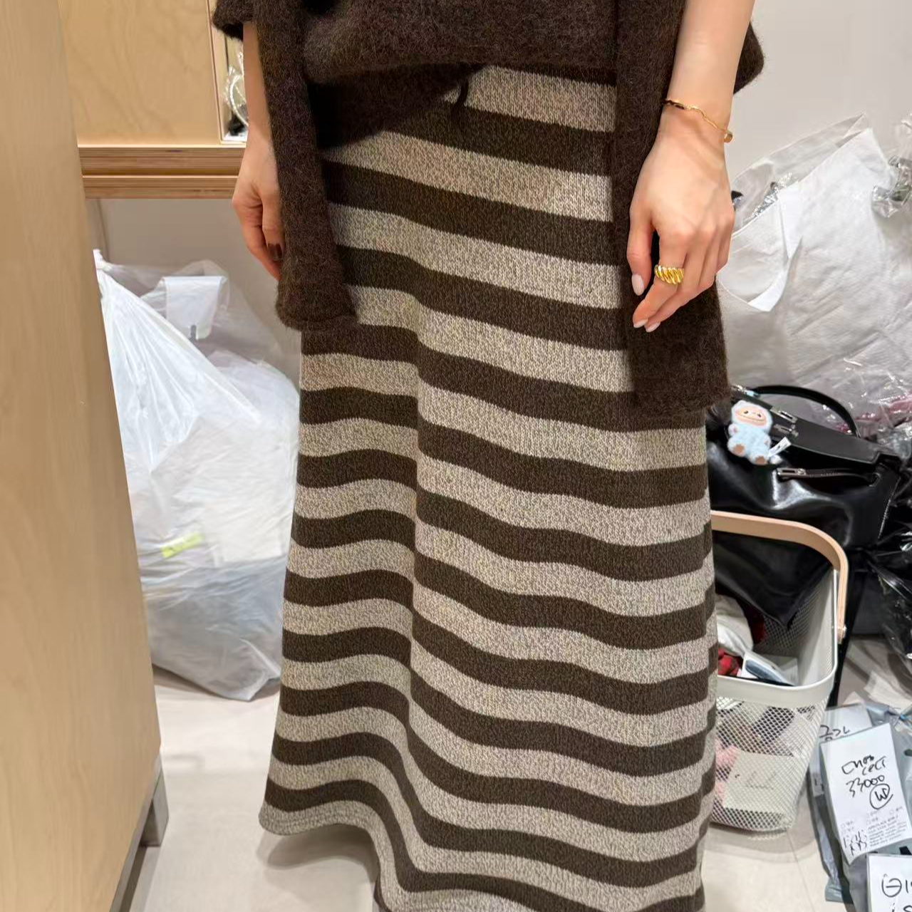 韩国东大门正品女装时尚欧尼同款条纹半身裙121816（NO退NO换）