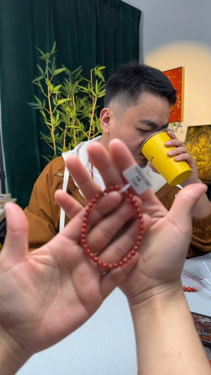 未镶嵌手串南红玛瑙无优化南红瓦西玫红火焰纹3-4mm单圈手串