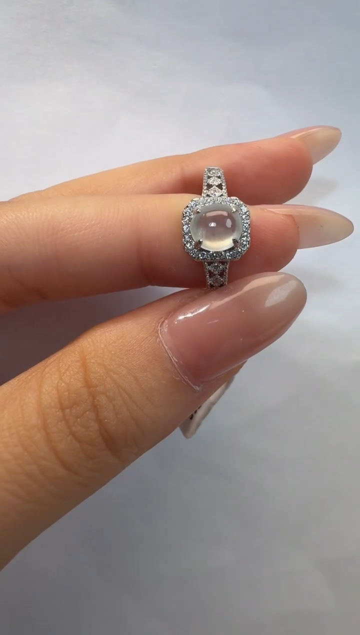 银S925镶嵌戒指翡翠925银镶翡翠戒指镶嵌173