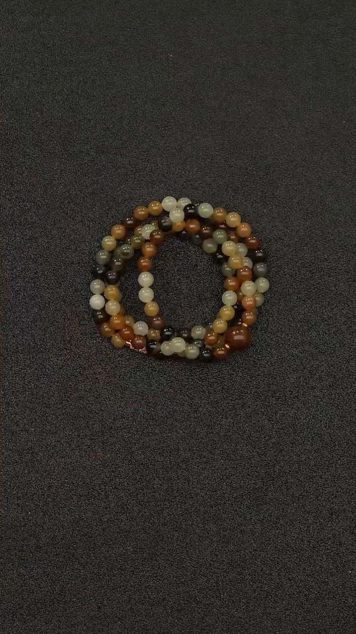 项链未镶嵌和田玉MZY015深色楼兰108圆珠项链