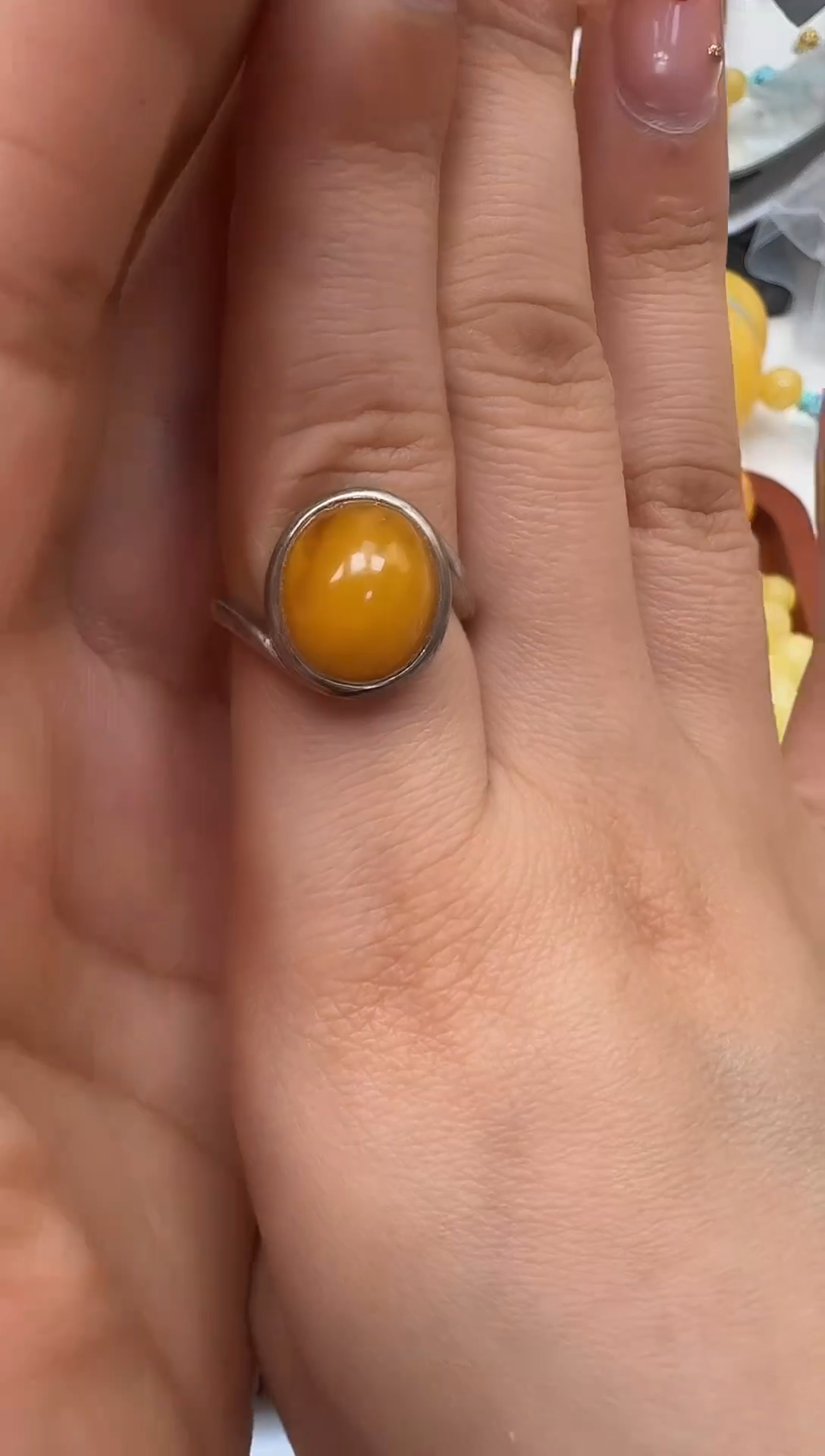 裸石琥珀银S925镶嵌如图