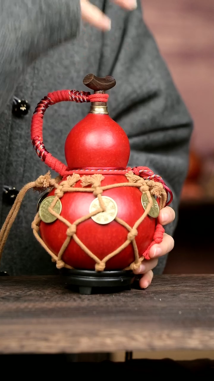 298号中药煮色 700 ml左右 大漆葫芦水壶/酒壶 一物一拍