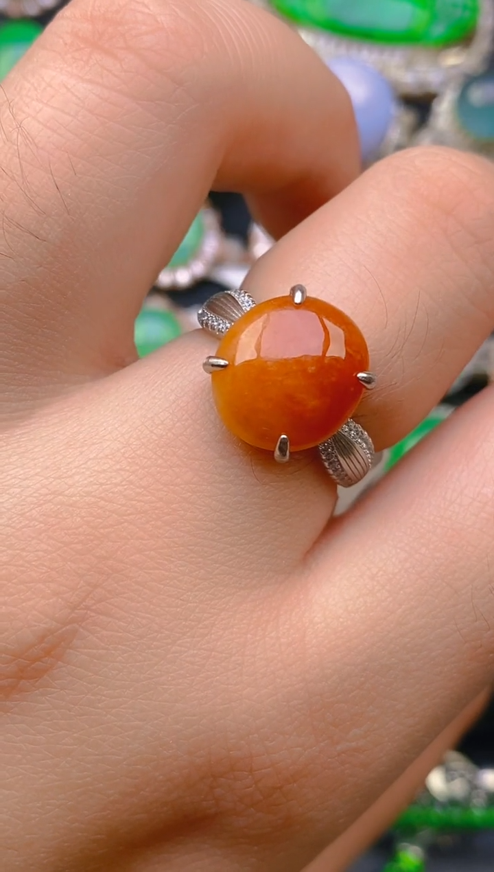 【闪购商品】翡翠戒指银S925镶嵌天然A货翡翠1