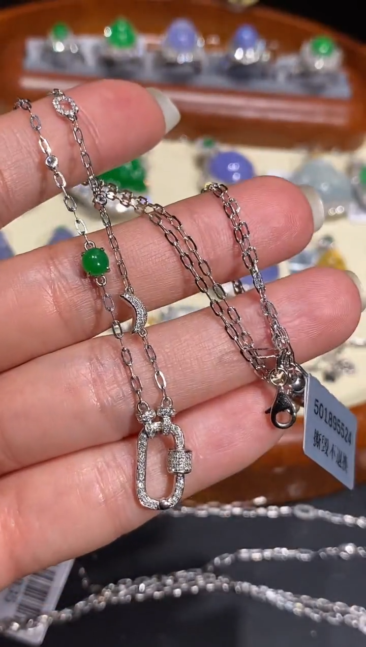 【闪购商品】翡翠项链18K金镶嵌项链