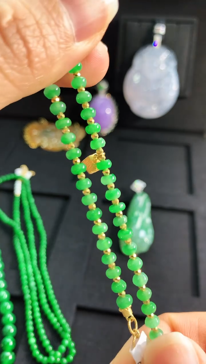 【闪购商品】翡翠手链18K金镶嵌手链