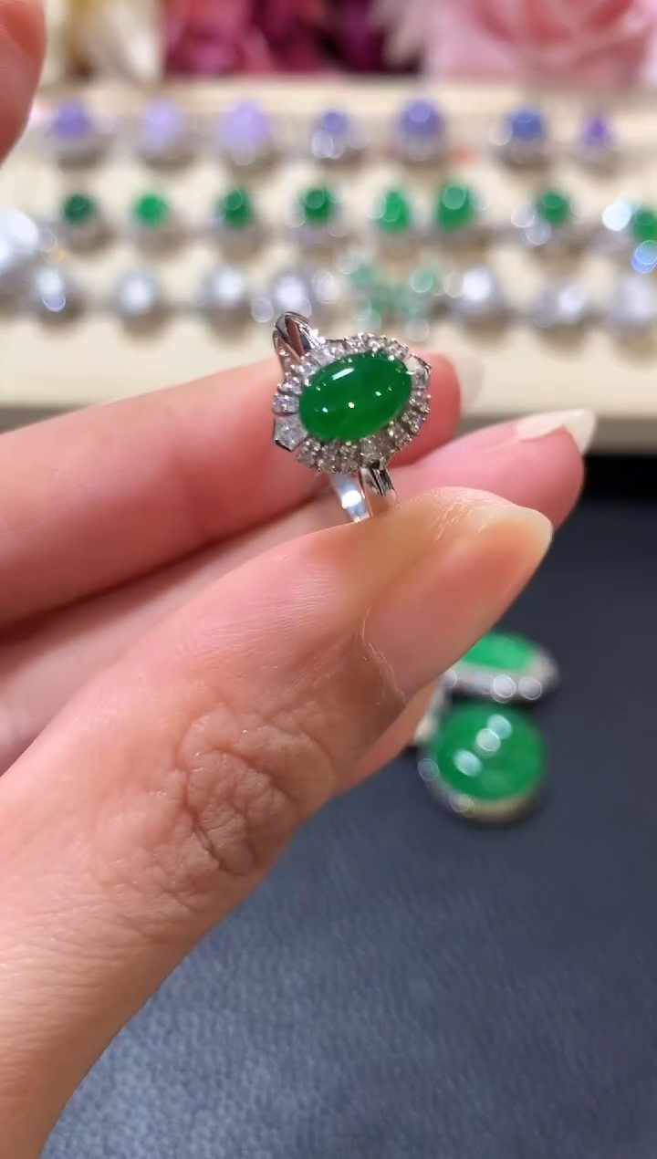 18K金镶嵌戒指翡翠z54 