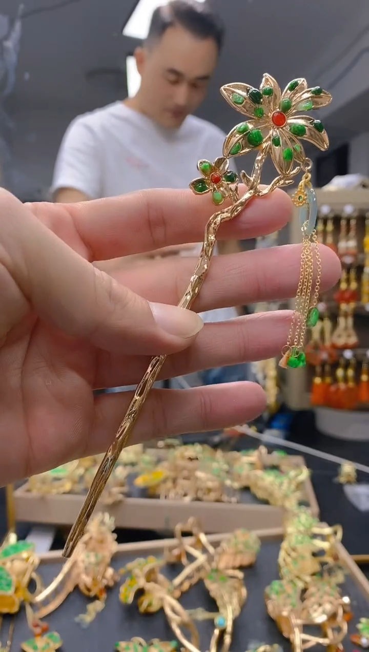 【闪购商品】翡翠耳饰合金0418翡翠发簪