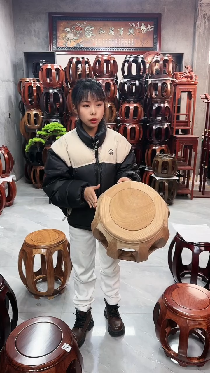 【闪购商品】花梨木类家具花梨木白胚小号鼓凳一对