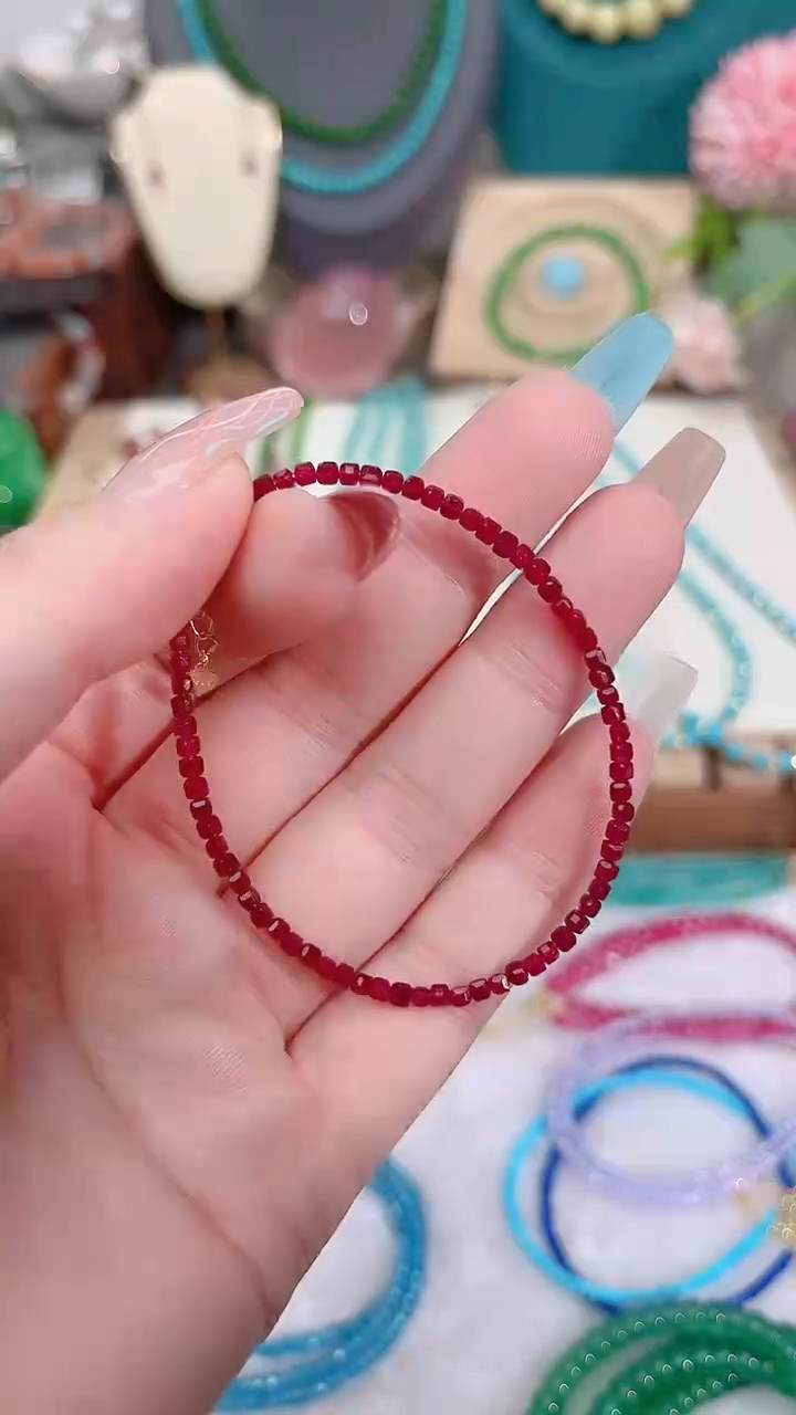 手链银S925镶嵌红宝石姨妈56