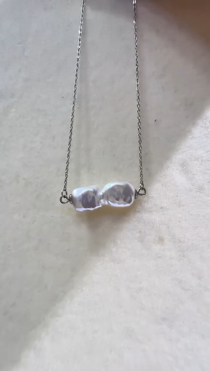 颈饰银S925镶嵌淡水珍珠天然淡水巴洛克S925银项链