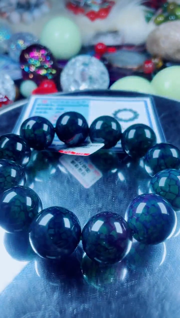 玛瑙/玉髓手链未镶嵌冰青紫龙麟手串卡20